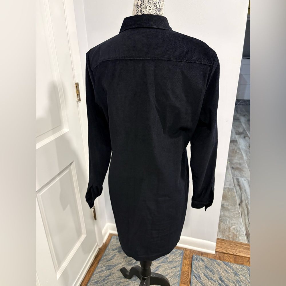 J. Crew Black Corduroy Long Sleeve Shirt Dress - Picture 10 of 12